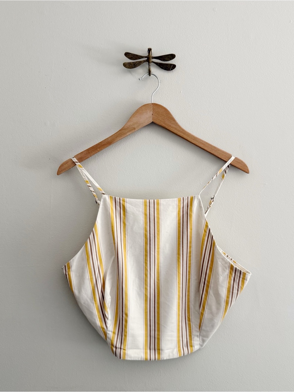 Abercrombie & Fitch Striped Yellow & Cream Spaghetti Strap Womens Crop Top Large